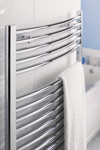 QUINN TOWEL RADIATOR CRYSTAL CHROME CURVED 730MM X 450MM
